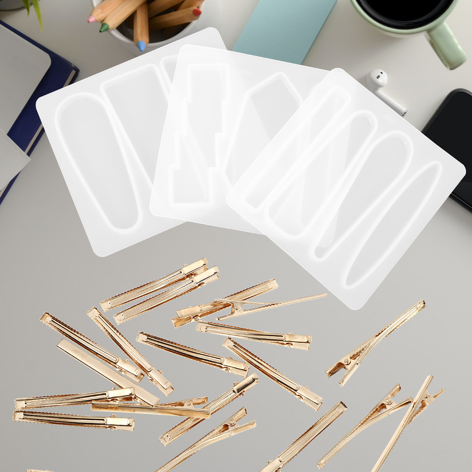 Resin Art Resin - 1Set Cetakan Jepit Rambut Silikon DIY