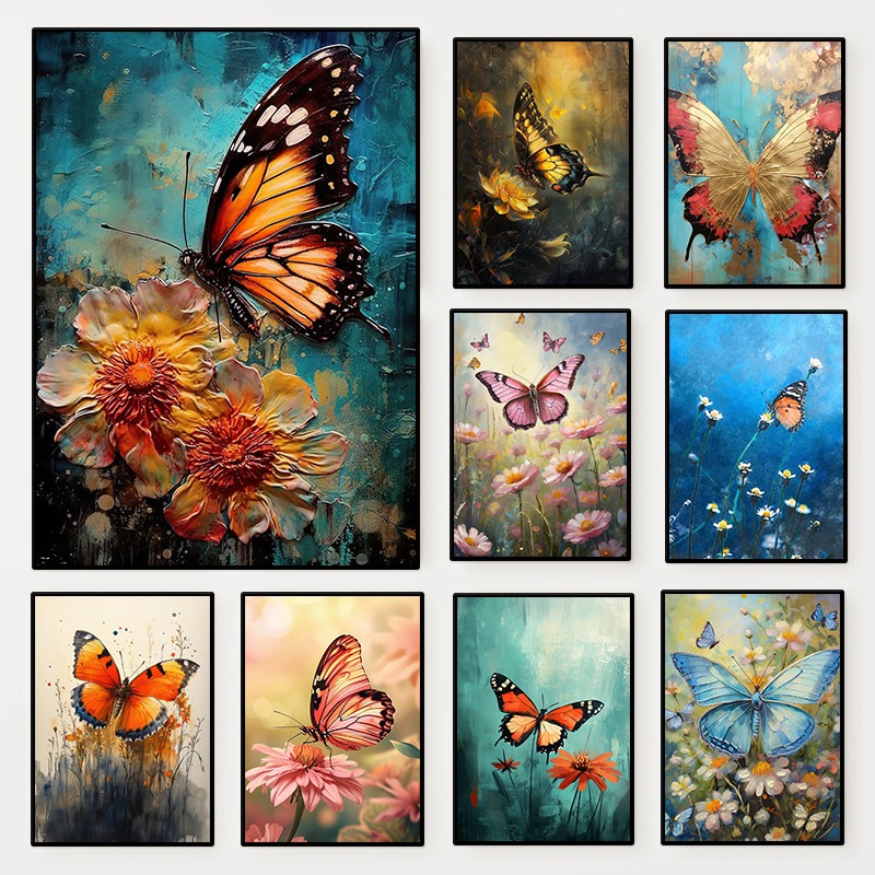 Resin Art Flower - Poster Kupu-kupu Bunga Pemandangan Bunga Serangga
