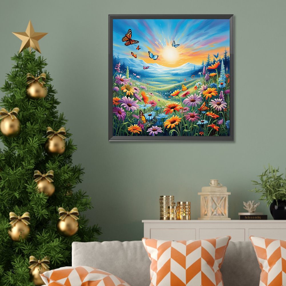 Resin Art Flower - Lukisan Berlian Keluarga Rusa Lucu Bunga