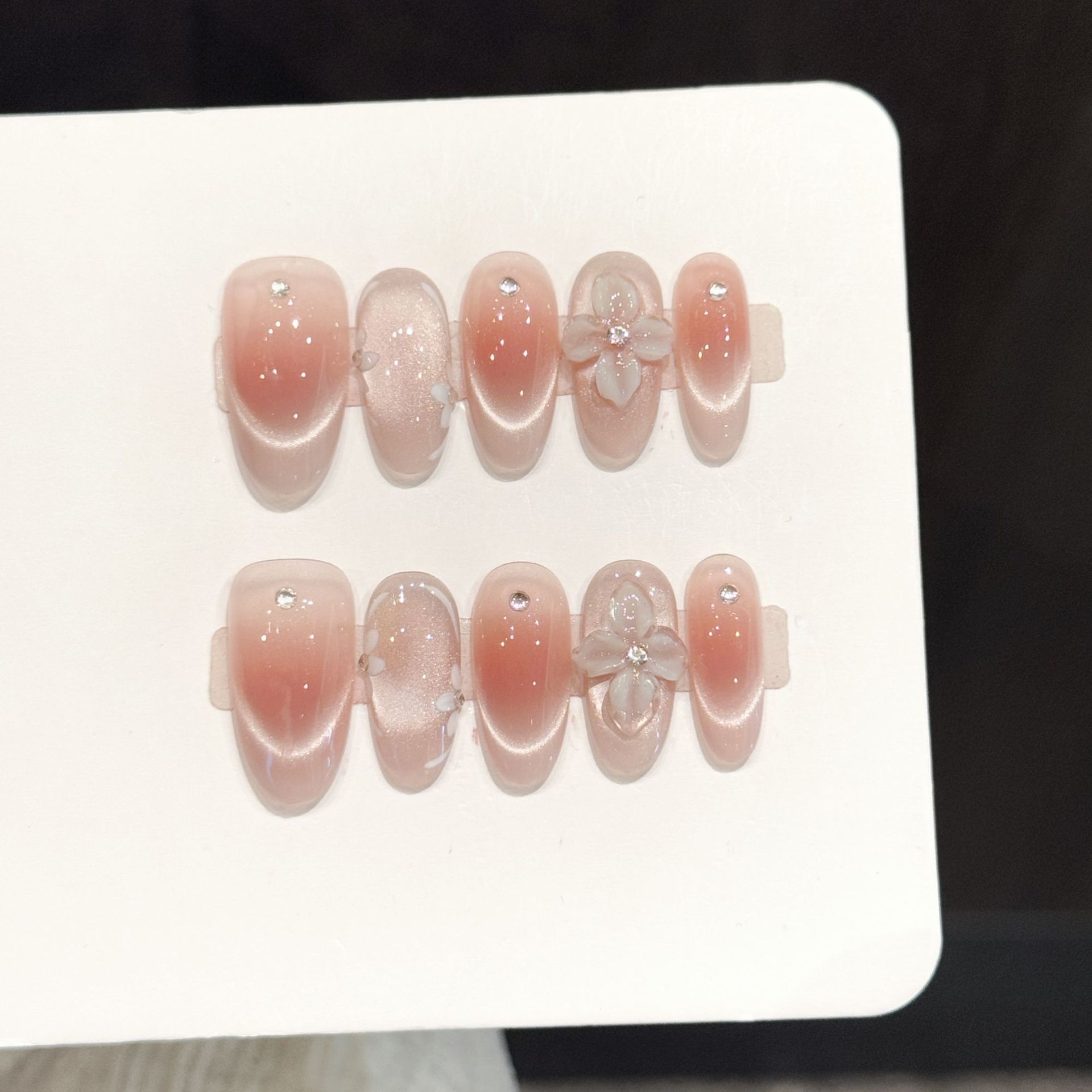 Resin Art Flower - 10pcs Kuku Palsu Buatan Tangan Transparan