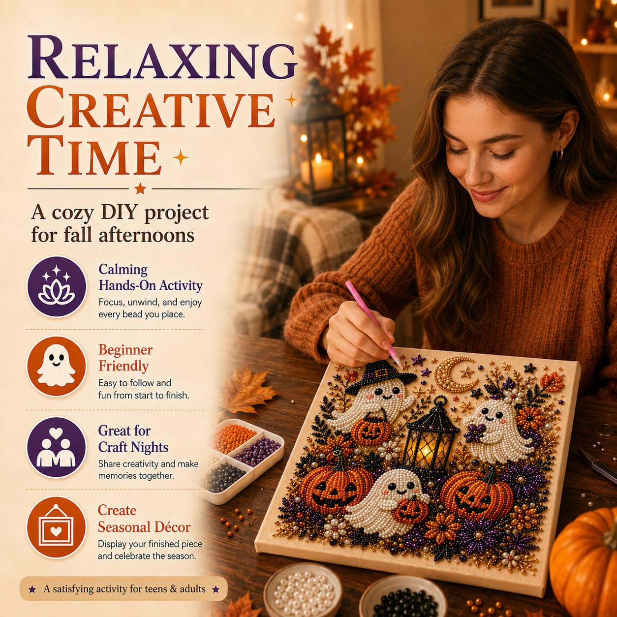 @Halloween Ghost Pearl Art Kit - Resin Art Wall Decor ulasan dan harga