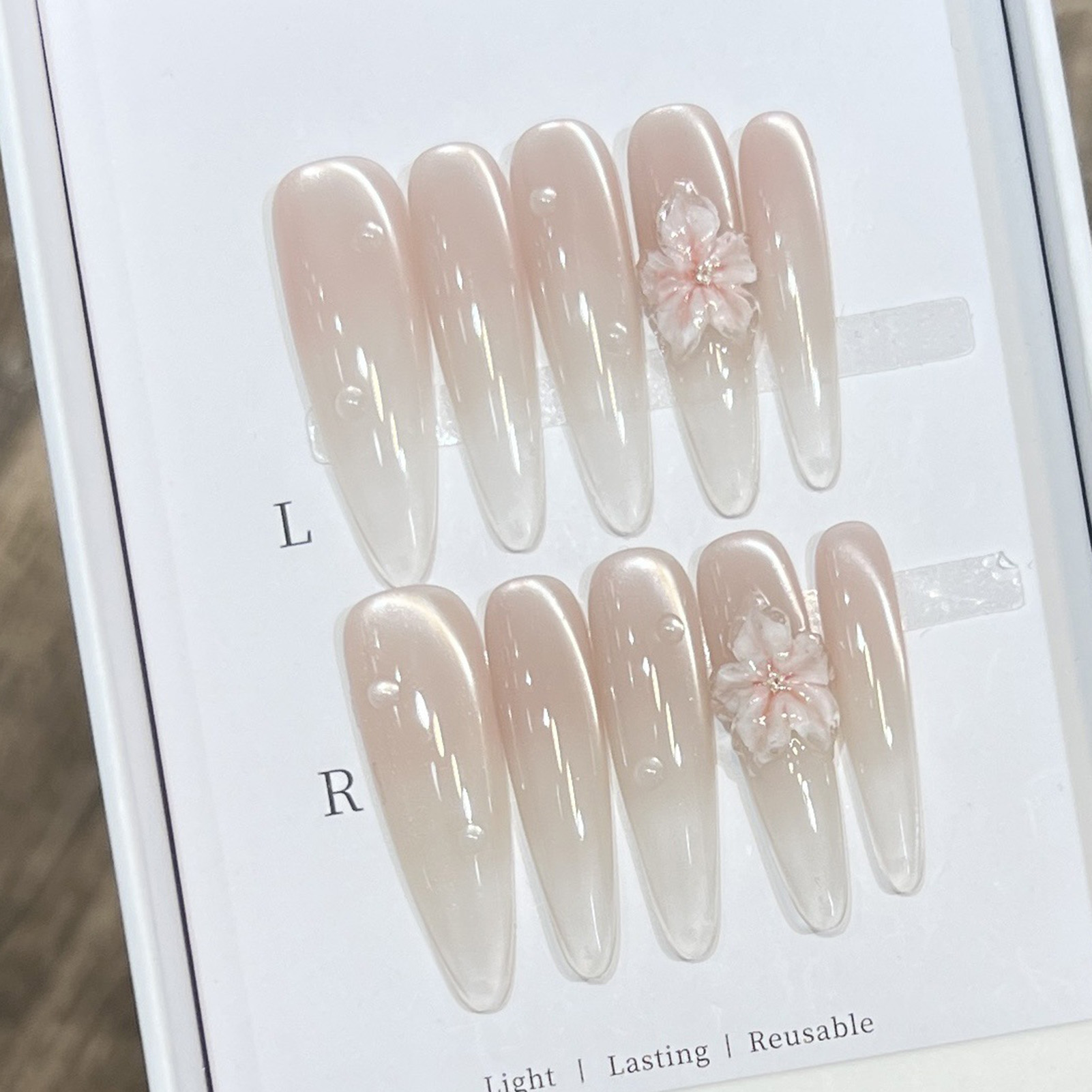 10 Buah Ujung Kuku Palsu Almon - Resin Art Flower ulasan dan harga