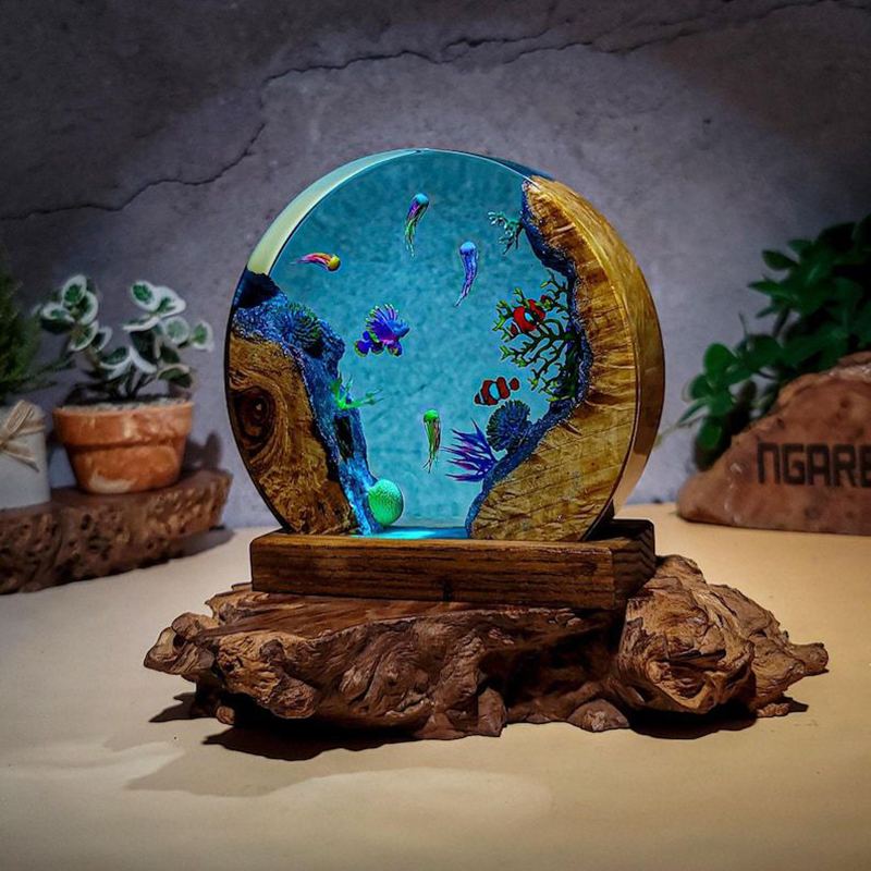 Lampu Meja Resin Organisme Aku - Resin Art Resin ulasan dan harga