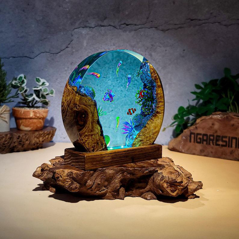 Lampu Meja Resin Organisme Aku - Resin Art Resin ulasan dan harga