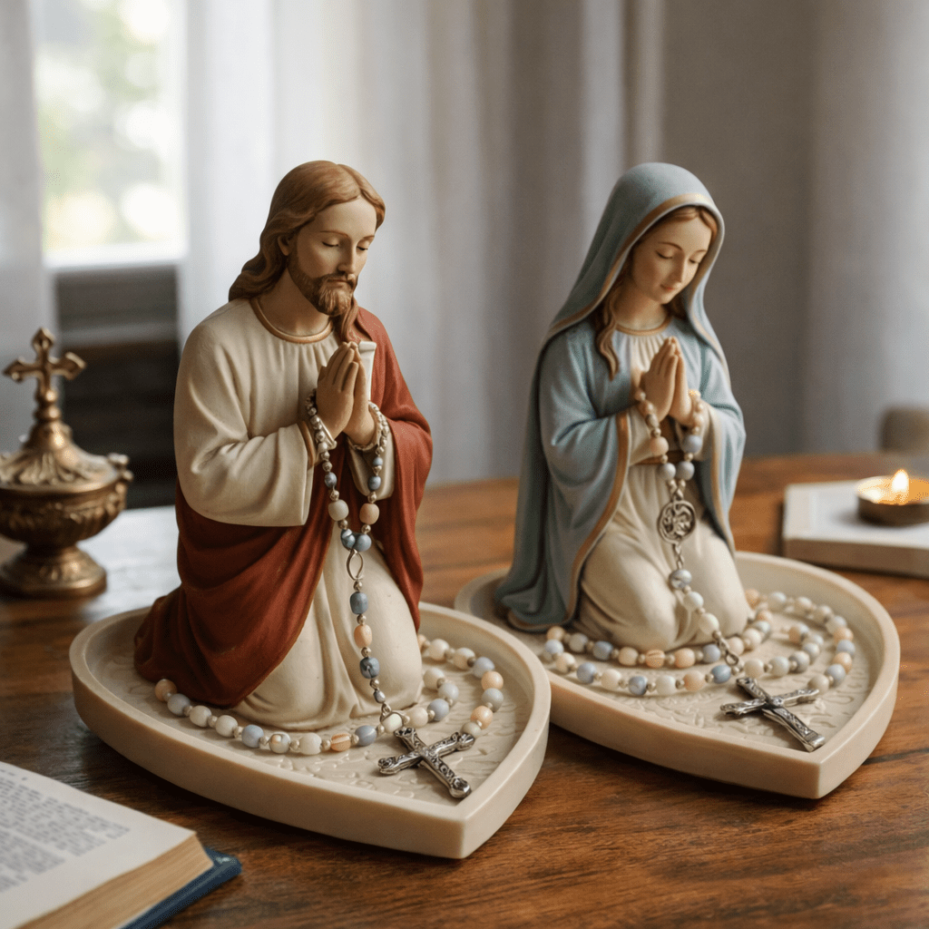 Tempat Patung Yesus Bunda Mari - Resin Art Tray ulasan dan harga