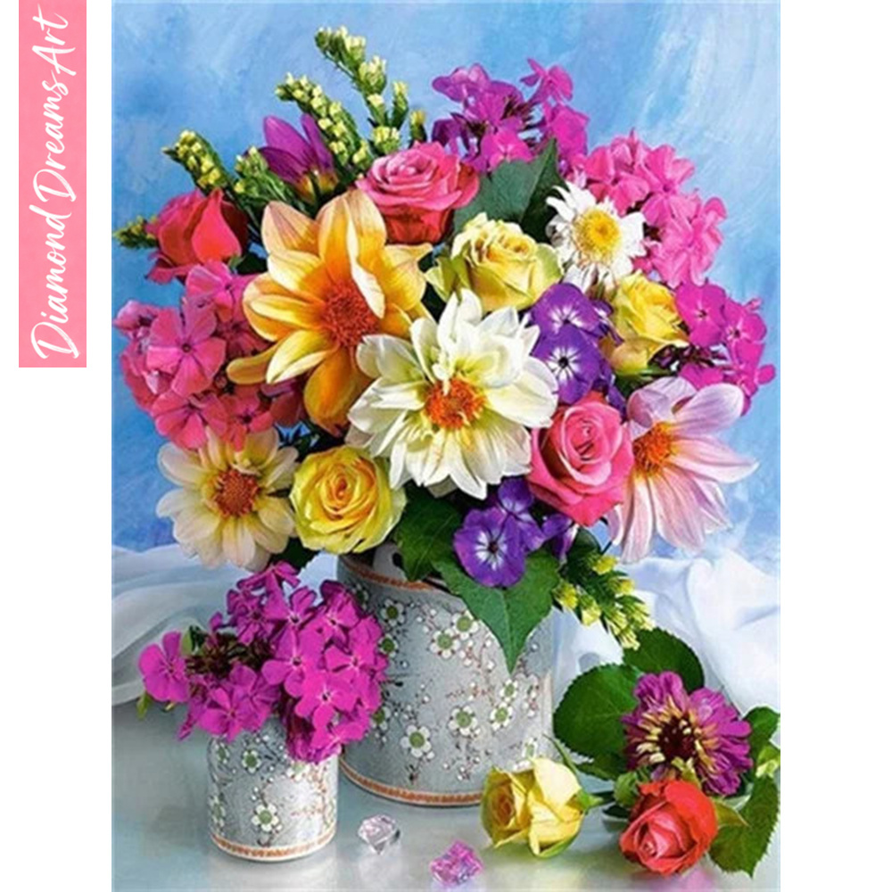 Lukisan Berlian 5D Motif Bunga - Resin Art Wall Decor ulasan dan harga