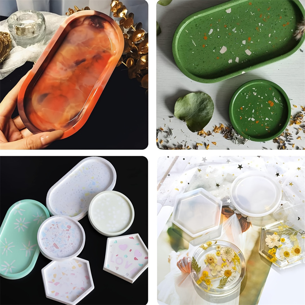 4 buah/set baki penyimpanan ce - Resin Art Tray ulasan dan harga